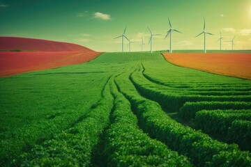 Wall Mural - wind turbines in the field