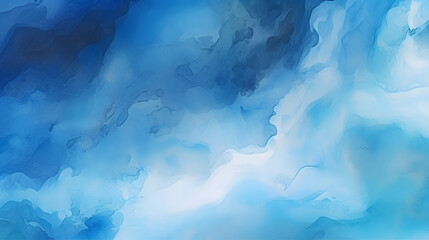 Abstract watercolor paint background by gradient deep blue color with liquid fluid grunge texture for background, banner. Generative AI.