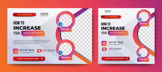 Canvas Print - business conference live webinar banner invitation and social media post template. business webinar 