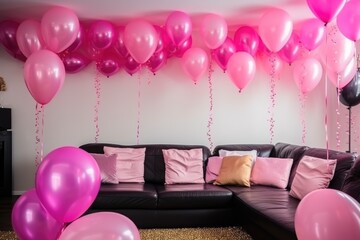 Wall Mural - bachelorette party decorations with pink balloons