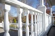 detailed shot of white handrails on a veranda