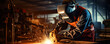 © Alena - Welder welding metal contruction parts. banner