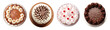 © PixMarket - Four birthday cakes isolated on transparent background, top view