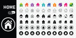 Collection home and property icons. House symbol. Set of real estate objects. vector illustration.