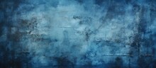 Distressed Dark Blue Background With Grunge Black Edges And Light Blue Backdrop Featuring A Fancy Painted Antique Texture