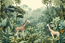 Wildlife Scenery With Giraffes