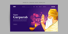 Vector Illustration Of Guru Nanak Jayanti Website Landing Page Banner Template