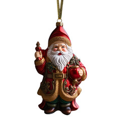 Wall Mural - Decorative Hanging Santa Claus Ornaments Decked Accessories for Christmas isolated on transparent background.