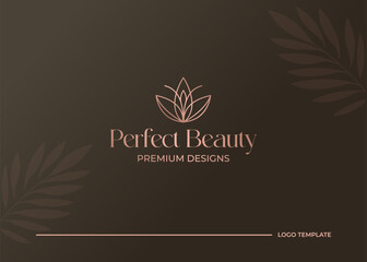 Wall Mural - luxury minimal linear lotus flower beauty spa logo design