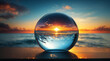 A Sunrise horizon through a crystal ball background. Abstract to forecasting the future.