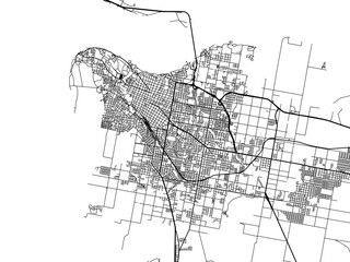 Vector road map of the city of  Parana in Argentina with black roads on a white background.