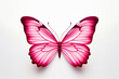 Pink butterfly with white background and white background.