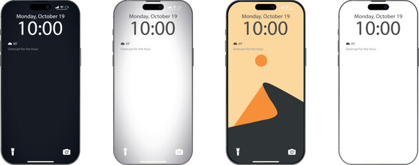 Wall Mural - realistic smartphone set on a transparent background. a set of device layouts. vector illustration