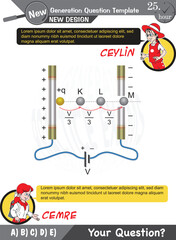 University and high school exam question form, Mathematics, physics, geometry, biology, eps, Next generation problems, two sister, speech bubble, template, experiment