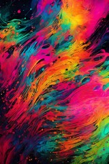 abstract painting art with bursts of bright color