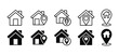 © Vilogsign - Home address icons set. Home location pin sign and symbol. House location pin icon for apps and websites. Vector illustration