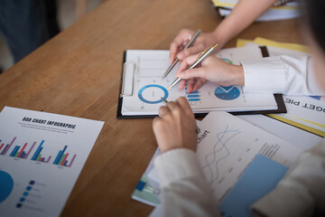 Sticker - Business team analyzing income chart and graph in office. Close up. Business analysis and strategy concept