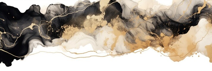 Wall Mural - Abstract watercolor artwork mixed with buzzy geometric shapes for background of social media banner generative AI image