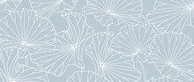 Floral Blue Background With Water Lily Leaves. Vector Background For Decor, Wallpaper, Covers, Cards And Presentations.