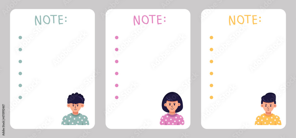 Note, to do list, check list with pretty sweet cute girl or woman, boy ...