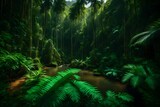 Fototapeta Las - Deep tropical jungles of Southeast Asia in august - AI Generative