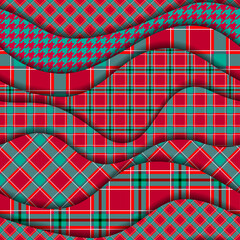 Leinwandbilder - Patchwork textile pattern. Seamless quilting design background. Merry Christmas cozy pattern.
