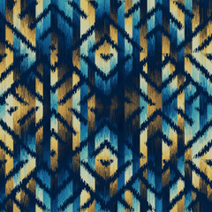 Leinwandbilder - Geometric abstract grunge vintage pattern. Ikat style. Seamless vector image.