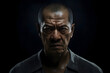 © lucky pics - Angry mature Asian man, head and shoulders portrait on black background. Neural network generated image. Not based on any actual person or scene.