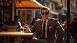 © Ametz - Medium close up horizontal photo mid adult man in suit alone on the street. Lifestyle concept