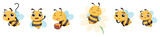Fototapeta Pokój dzieciecy - Set of cute bee cartoon with different expression