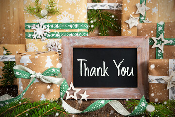 Wall Mural - Text Thank You With Sustainable Christmas Decoration