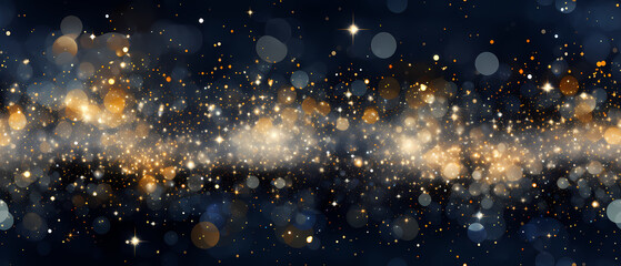 Wall Mural - luxury christmas pattern, abstract starry night illustration, metallic gold and midnight blue