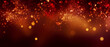 abstract background with Dark red and gold particle. Christmas Golden light shine particles bokeh on crimson background. Gold foil texture. Holiday concept