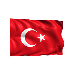 Wall Mural - Turkey national flag on white background.