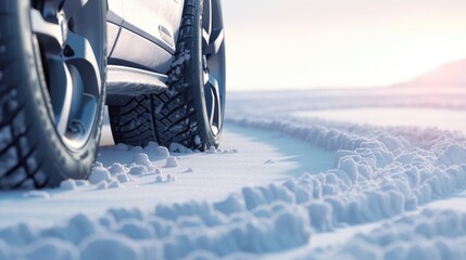 Poster - Winter tires on a car in the snow, AI