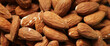Almond texture banner. Nut background. Vegan diet