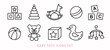 Newborn Baby Toys Icons Set Vector Kids Collection