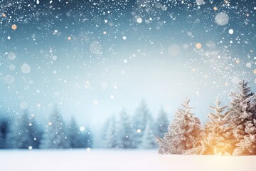 Poster - Beautiful winter background image, Christmas tree covered with frost, the background is out of focus.