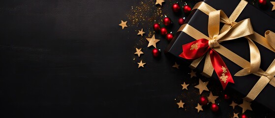 Poster - Festive Christmas dark black background layout