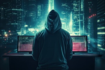 hacker attack cybersecurity concept hacker in a hoody