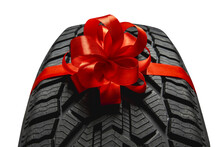Black Isolation Rubber Tire, And Bow For Christmas