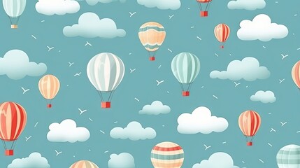  a group of hot air balloons flying in the sky with clouds.  generative ai