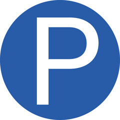 Wall Mural - Isolate parking area sign with big capital letter P in blue round shape