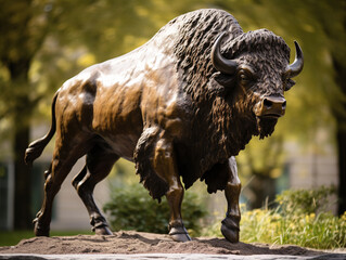 Wall Mural - A Bronze Statue of a Bison