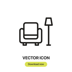 Aufkleber - Sofa icon vector. Linear-style sign for mobile concept and web design. Sofa symbol illustration. Pixel vector graphics - Vector.