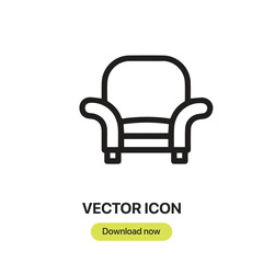 Aufkleber - Armchair icon vector. Linear-style sign for mobile concept and web design. Armchair symbol illustration. Pixel vector graphics - Vector