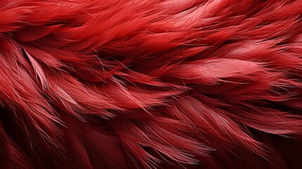 Wall Mural - A fiery red garment adorned with feathers, tangled in hair, evokes a sense of untamed passion and bold expression