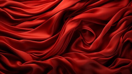 Canvas Print - Scarlet threads dance upon a crimson canvas, embodying passion and fashion in a vibrant display of draped fabric