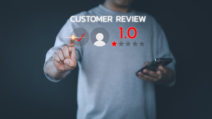 Poster - Customer review and feedback with rate 1 star on virtual screen