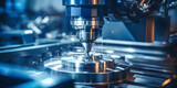 Fototapeta  - steel turbine part process, cnc turning drill milling factory, metal machine tools industry banner